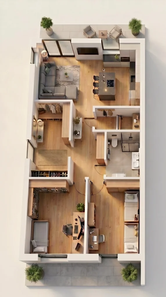 Rzut parteru - Apartament 63,05 m²